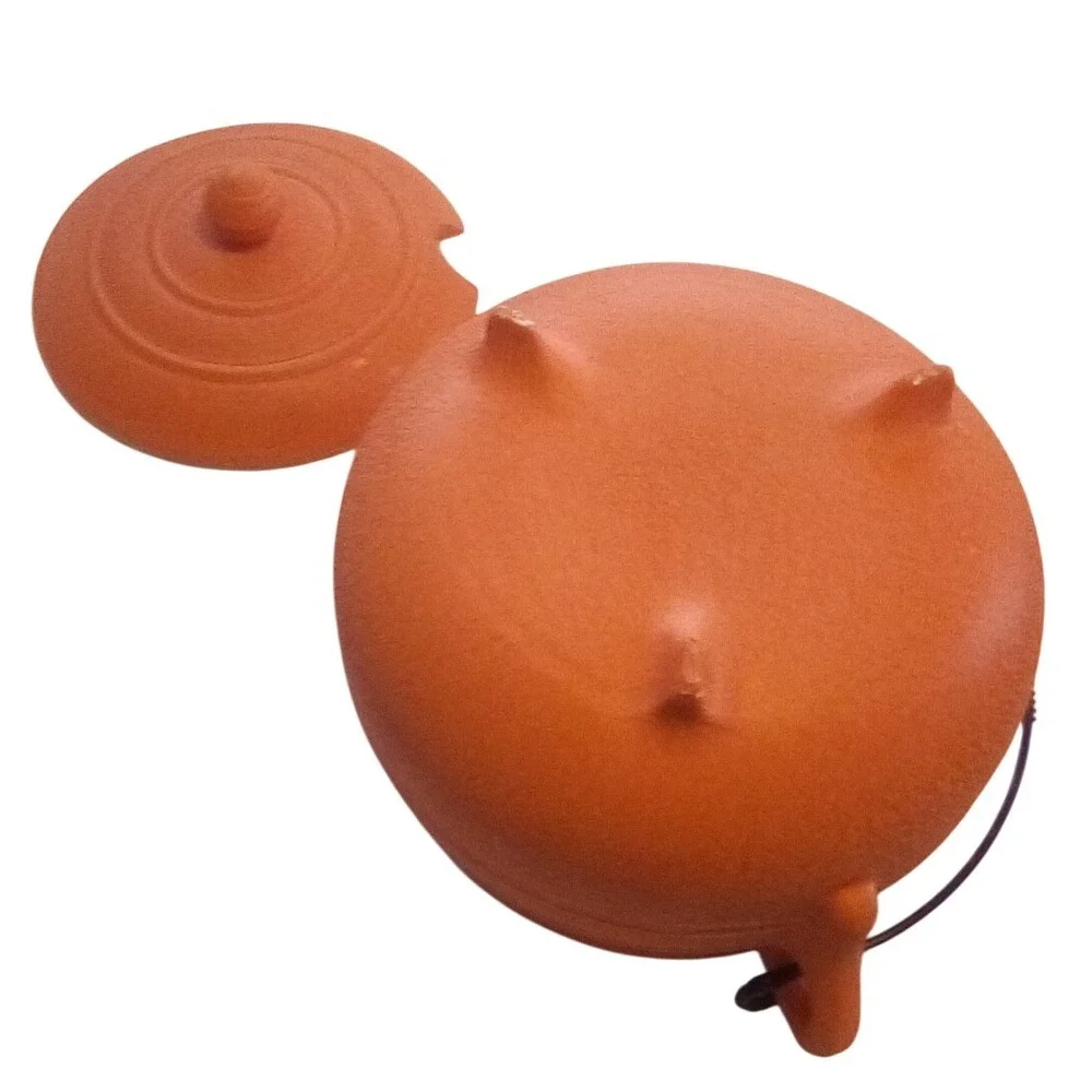 Red‎ Orange Soup Tureen Kettle with Lid, Two Bowls,Serving Set